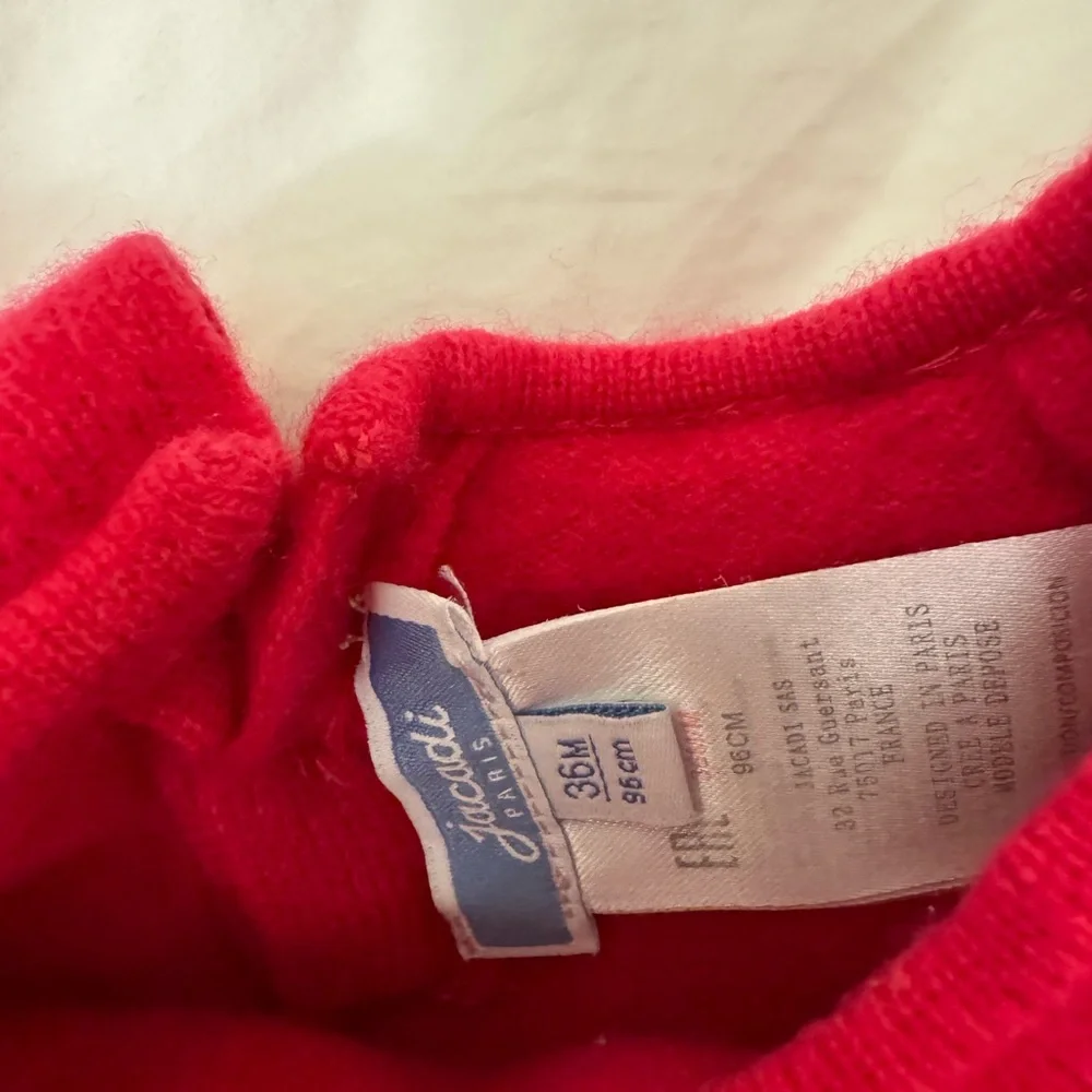 Jacadi Red Knit Dress with Ruffle Collar